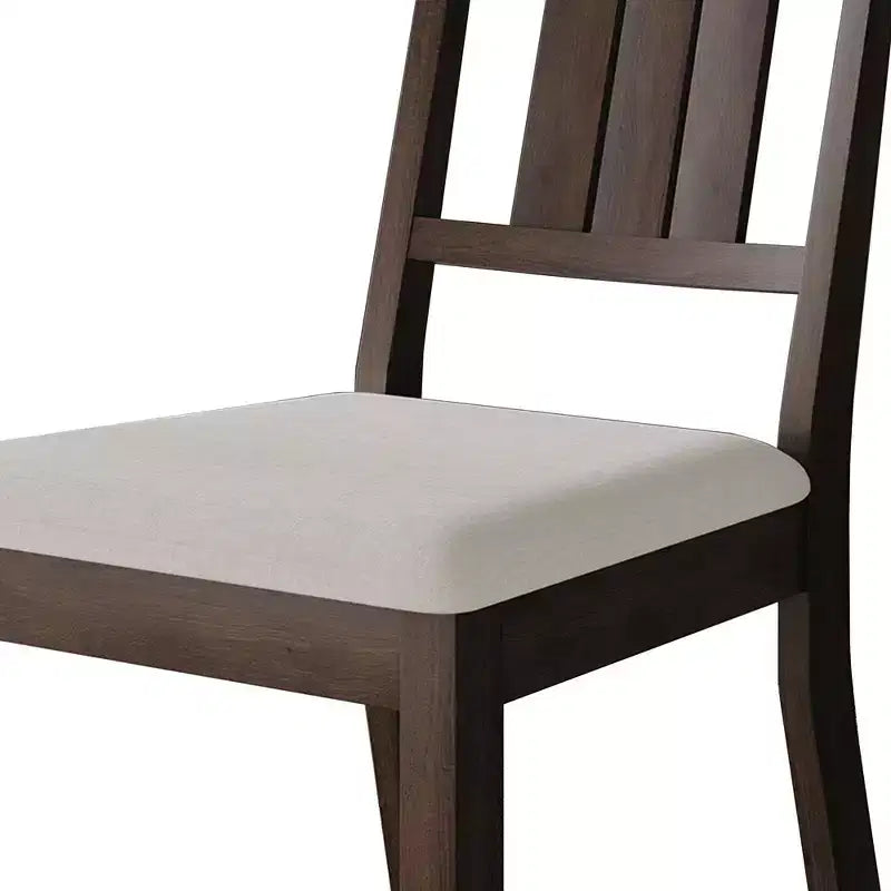 Chaise de salle à manger en bois ChaletPosh avec housse gris chaud (Lot de 2)