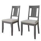 Chaise de salle à manger en bois ChaletPosh avec housse gris chaud (Lot de 2)