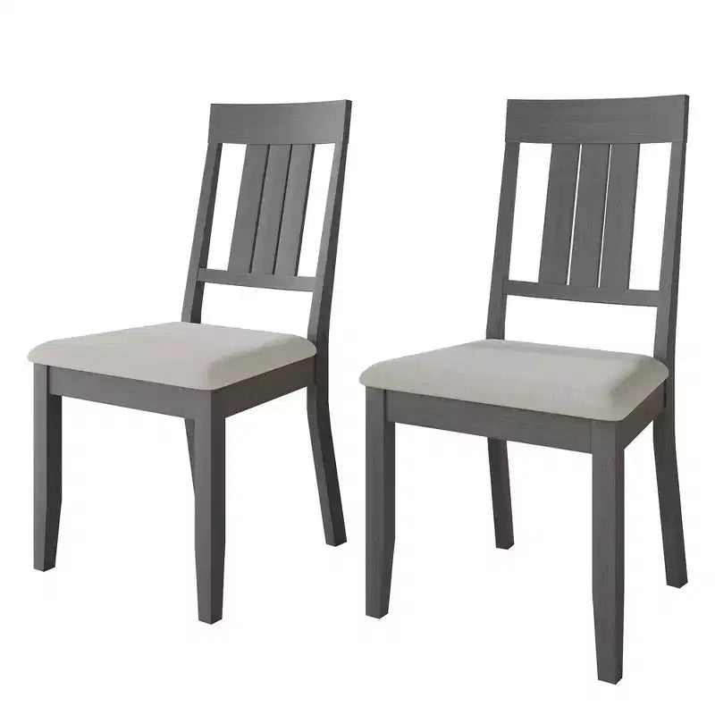 Chaise de salle à manger en bois ChaletPosh avec housse gris chaud (Lot de 2)