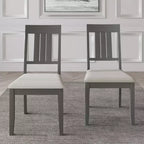 Chaise de salle à manger en bois ChaletPosh avec housse gris chaud (Lot de 2)