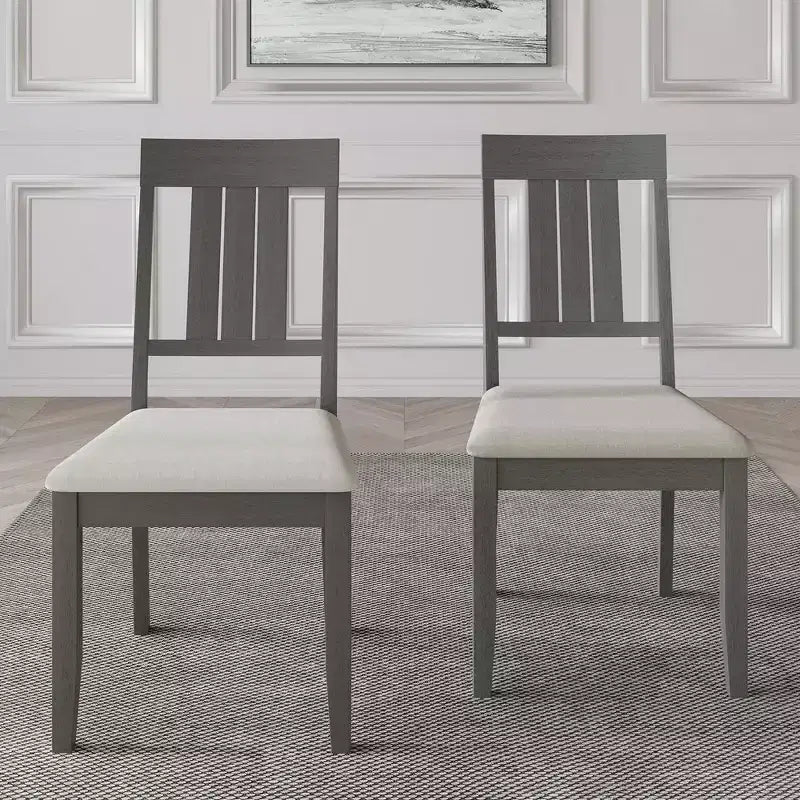 Chaise de salle à manger en bois ChaletPosh avec housse gris chaud (Lot de 2)
