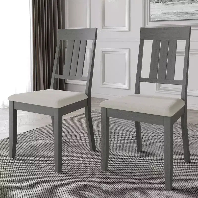 Chaise de salle à manger en bois ChaletPosh avec housse gris chaud (Lot de 2)