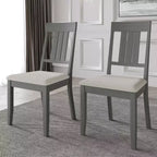 Chaise de salle à manger en bois ChaletPosh avec housse gris chaud (Lot de 2)