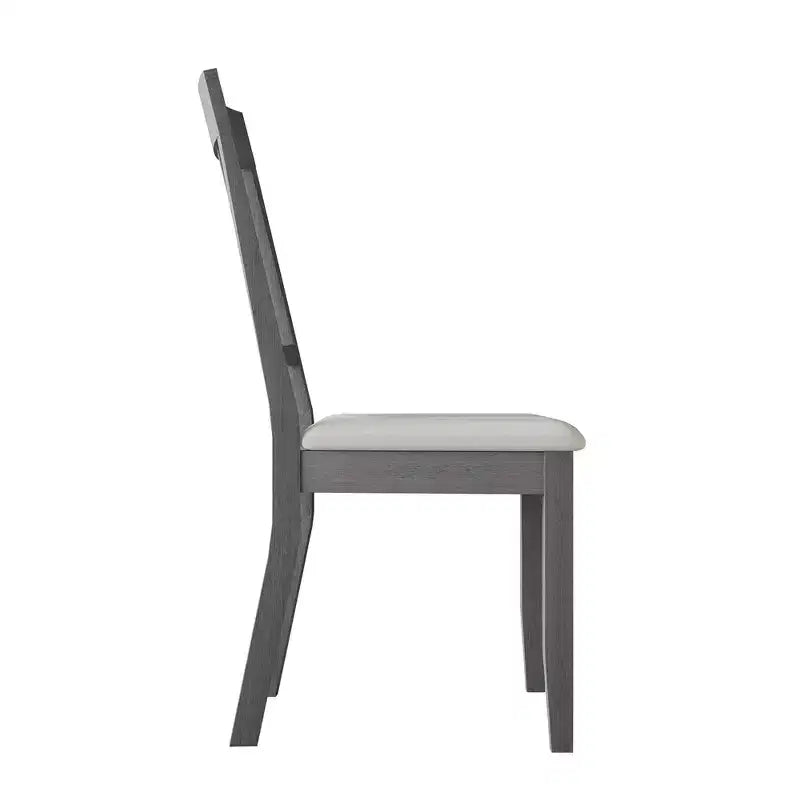 Chaise de salle à manger en bois ChaletPosh avec housse gris chaud (Lot de 2)