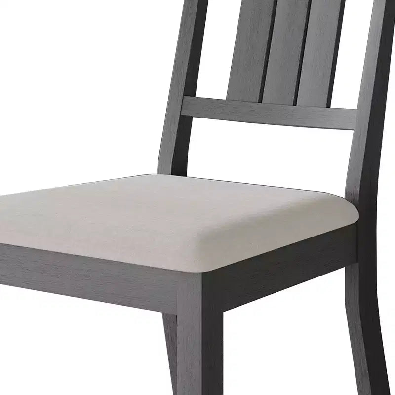 Chaise de salle à manger en bois ChaletPosh avec housse gris chaud (Lot de 2)