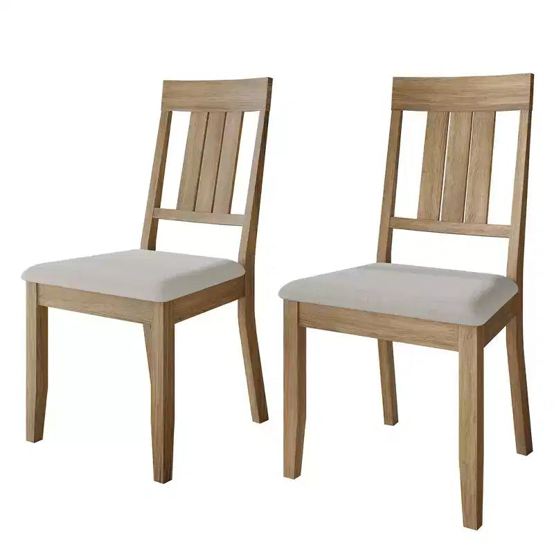 Chaise de salle à manger en bois ChaletPosh avec housse gris chaud (Lot de 2)