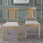 Chaise de salle à manger en bois ChaletPosh avec housse gris chaud (Lot de 2)