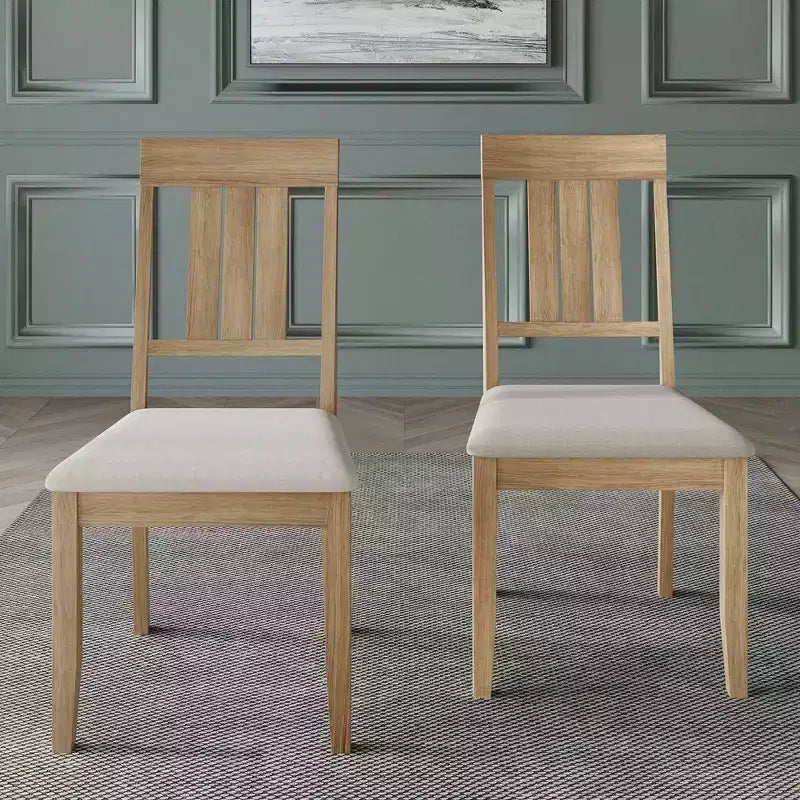 Chaise de salle à manger en bois ChaletPosh avec housse gris chaud (Lot de 2)