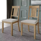 Chaise de salle à manger en bois ChaletPosh avec housse gris chaud (Lot de 2)