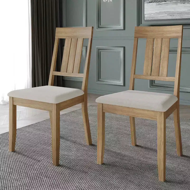 Chaise de salle à manger en bois ChaletPosh avec housse gris chaud (Lot de 2)