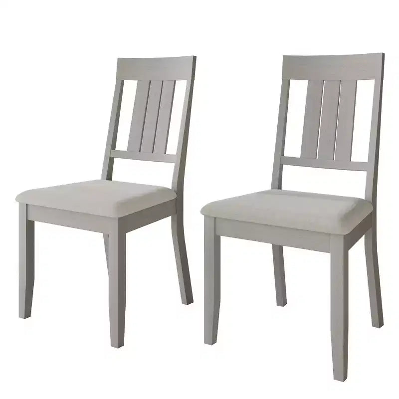 Chaise de salle à manger en bois ChaletPosh avec housse gris chaud (Lot de 2)