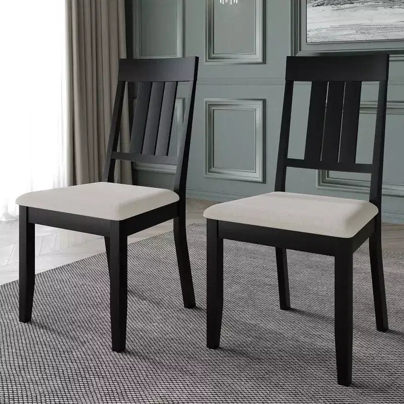 Chaise de salle à manger en bois ChaletPosh avec housse gris chaud (Lot de 2)
