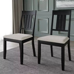 Chaise de salle à manger en bois ChaletPosh avec housse gris chaud (Lot de 2)
