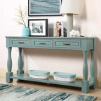 Long Wood Console Table with 3 Drawers and 1 Bottom Shelf