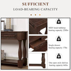 Long Wood Console Table with 3 Drawers and 1 Bottom Shelf