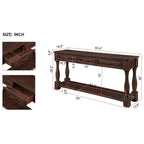 Long Wood Console Table with 3 Drawers and 1 Bottom Shelf
