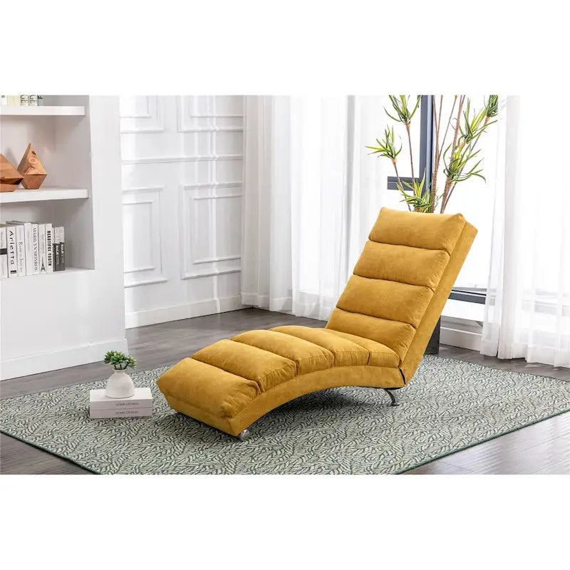 Linen Chaise Lounge Indoor Chair - 58.27 x 21.65 x 34.25