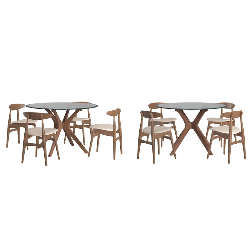 Sylvestria Mid-Century Walnut Finish Round Dining Set