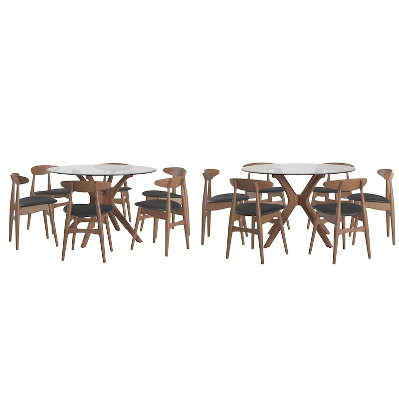 Sylvestria Mid-Century Walnut Finish Round Dining Set