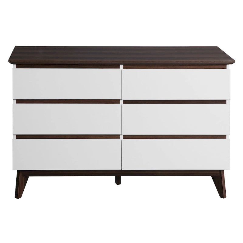 Commode en bois blanc à 6 tiroirs