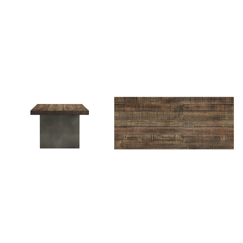 Table de salle à manger Podgorica en bois recyclé et béton - Marron