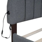Teddy Fleece Queen Size Upholstered Platform Bed with Drawer