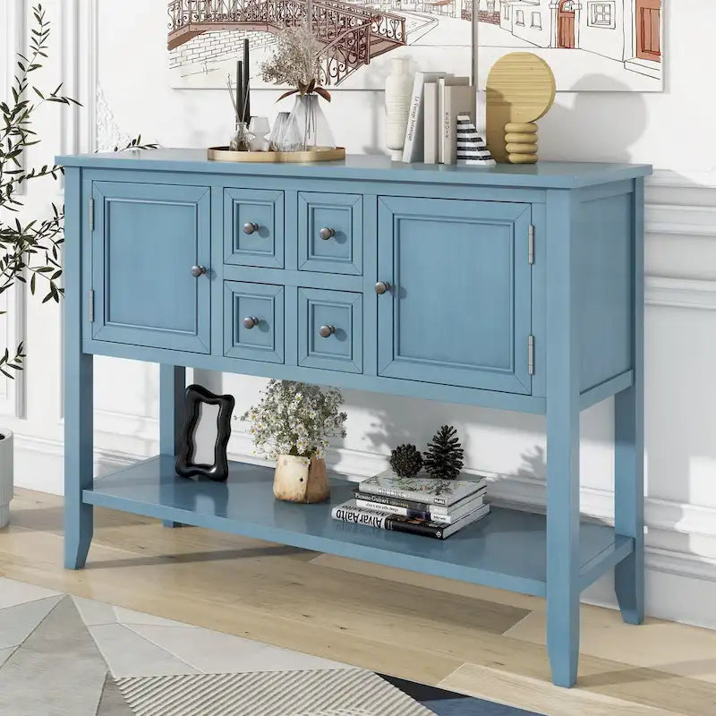 Console Vintage Série Cambridge avec Tiroirs et Placards - 15.00 x 46.00 x 34.00