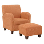 OS Home and Office Furniture Aiden Chaise et Ottoman Orange à Chevrons avec Pieds Espresso Moyen