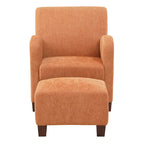 OS Home and Office Furniture Aiden Chaise et Ottoman Orange à Chevrons avec Pieds Espresso Moyen