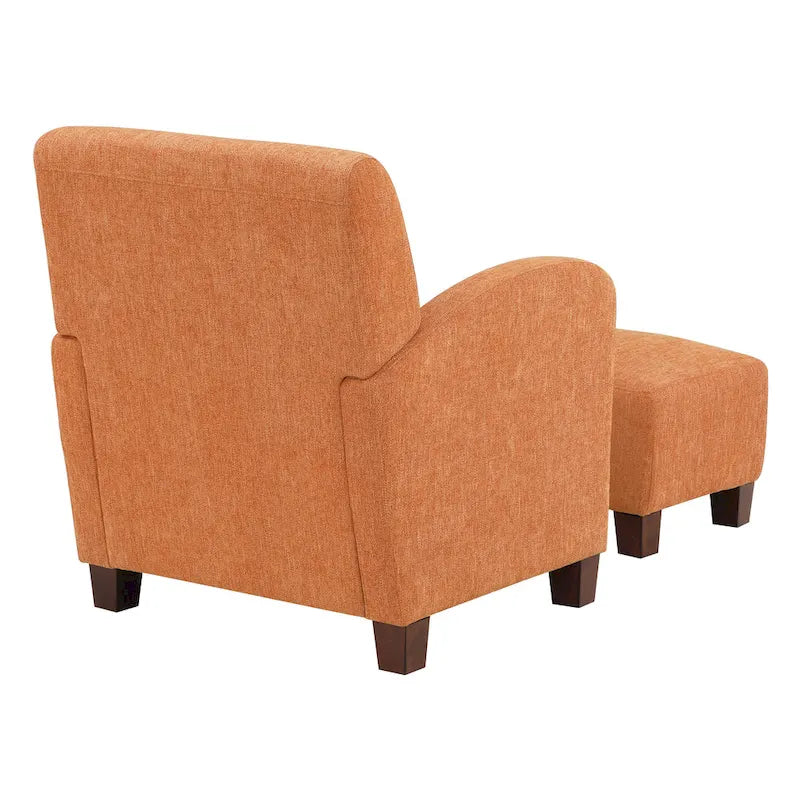 OS Home and Office Furniture Aiden Chaise et Ottoman Orange à Chevrons avec Pieds Espresso Moyen