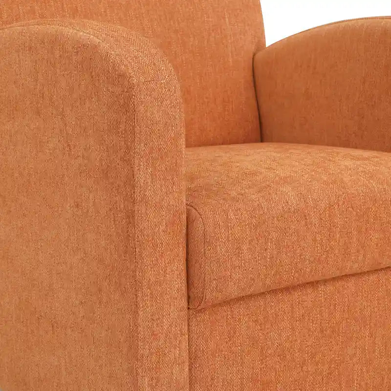 OS Home and Office Furniture Aiden Chaise et Ottoman Orange à Chevrons avec Pieds Espresso Moyen
