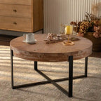Table basse ronde rétro moderne avec pieds croisés