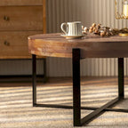 Table basse ronde rétro moderne avec pieds croisés