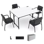 Costway Set of 2/4/6 Meeting Room Desk with Charging Station & Headphone Hook Metal Frame White