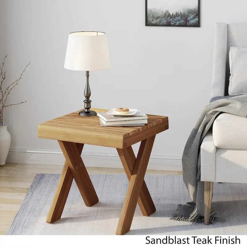 Esmeralda Farmhouse Acacia Wood Side Table by Christopher Knight Home