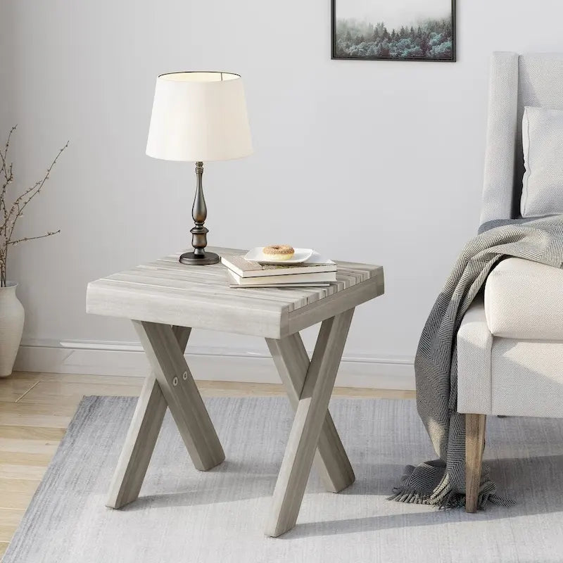 Esmeralda Farmhouse Acacia Wood Side Table by Christopher Knight Home