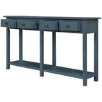 Console d'entrée antique bleu marine avec tiroir et étagère