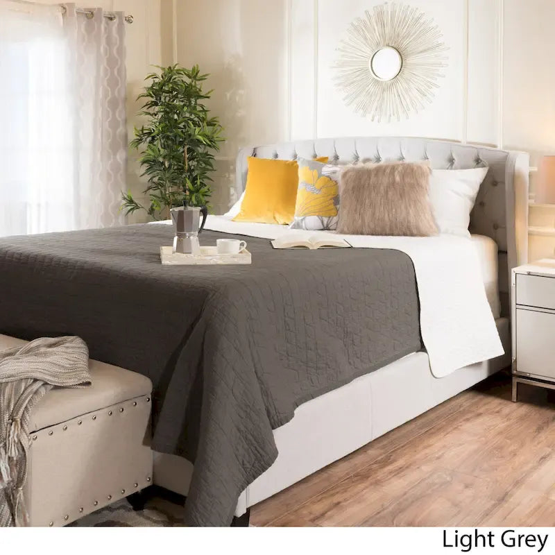Costello Upholstered Tufted Fabric Queen Bed Set by Christopher Knight Home
