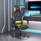 vidaXL Gaming Chair with Footrest, Black and Yellow, Fabric