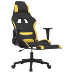 vidaXL Massage Gaming Chair with Footrest, Black and Yellow, Fabric
