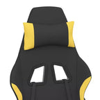 vidaXL Massage Gaming Chair with Footrest, Black and Yellow, Fabric