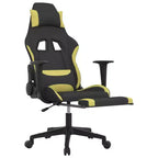 vidaXL Massage Gaming Chair with Footrest, Black and Light Green, Fabric
