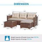 Sunsitt 3pc Steel Wicker Outdoor Patio Sofa Set