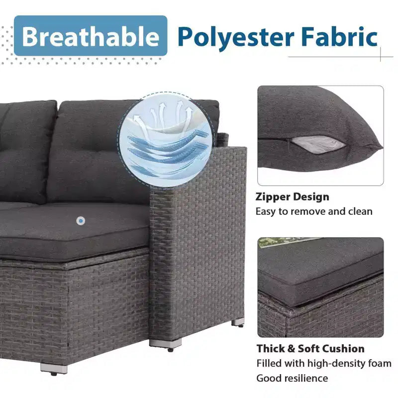 Sunsitt 3pc Steel Wicker Outdoor Patio Sofa Set