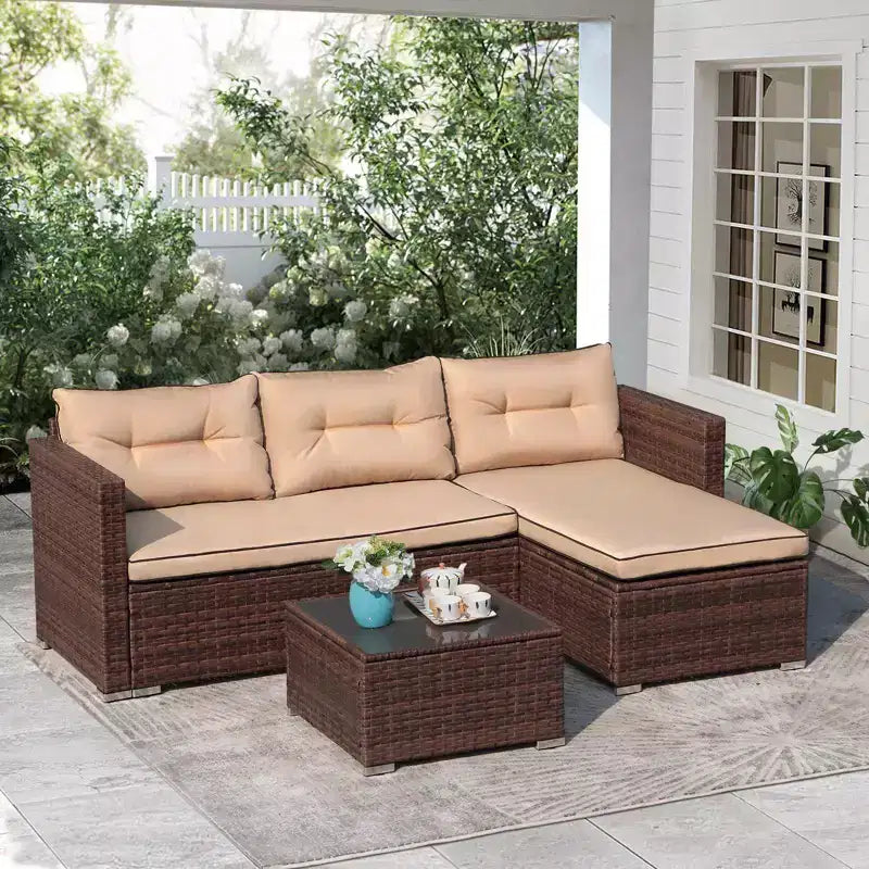 Sunsitt 3pc Steel Wicker Outdoor Patio Sofa Set