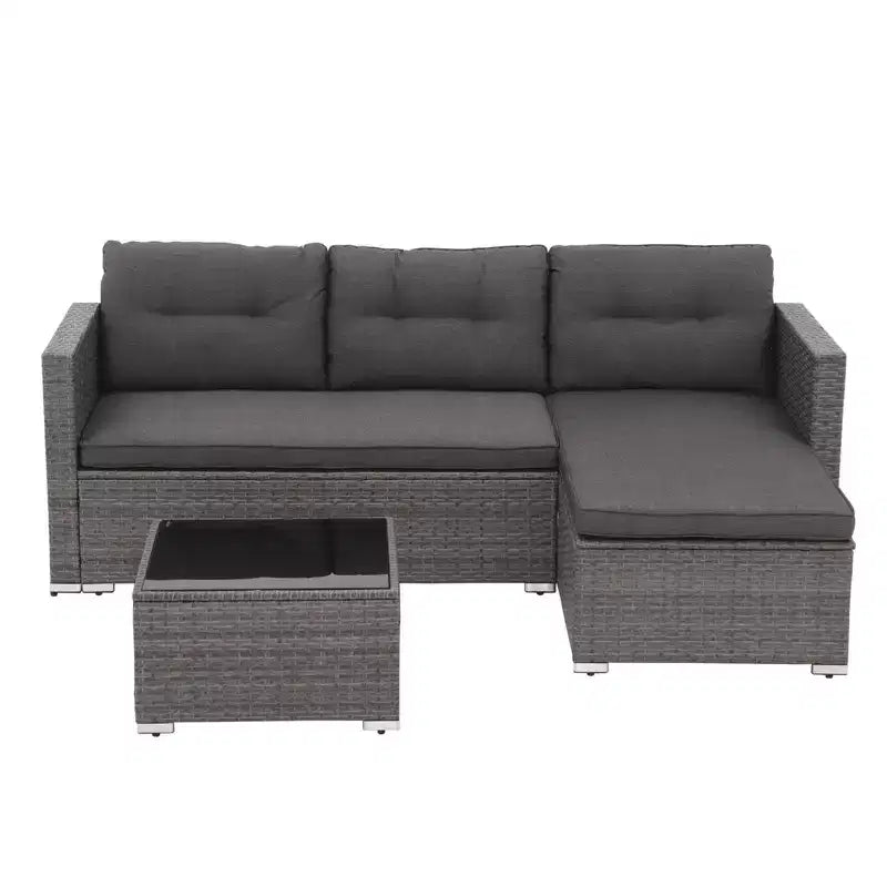 Sunsitt 3pc Steel Wicker Outdoor Patio Sofa Set