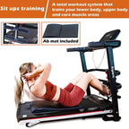 Ksports Multi-Functional Electric Treadmill Home Gym Cardio Strength Training Workout Set w/ Ab Mat, Sit-Up Strap, & Adjustable Incline