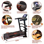 Ksports Multi-Functional Electric Treadmill Home Gym Cardio Strength Training Workout Set w/ Ab Mat, Sit-Up Strap, & Adjustable Incline