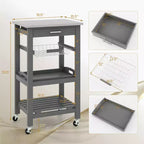 Costway Compact Kitchen Island Cart Rolling Service Trolley with Stainless Steel Top Basket Black/Grey/White