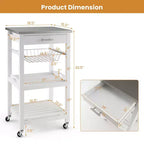 Costway Compact Kitchen Island Cart Rolling Service Trolley with Stainless Steel Top Basket Black/Grey/White